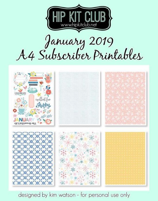 January 2019 - Kim Watson - Subscriber Printables - A4
