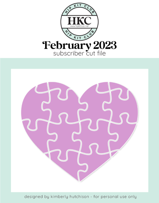 February 2023 - Kim Watson - Heart Puzzle Solid - Silhouette Cricut Cameo